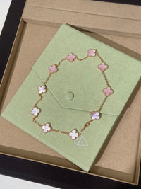 [Solara Jewelry]CLOVER 10 MOTIFS PINK NECKLACE