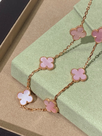 [Solara Jewelry]CLOVER 10 MOTIFS PINK NECKLACE