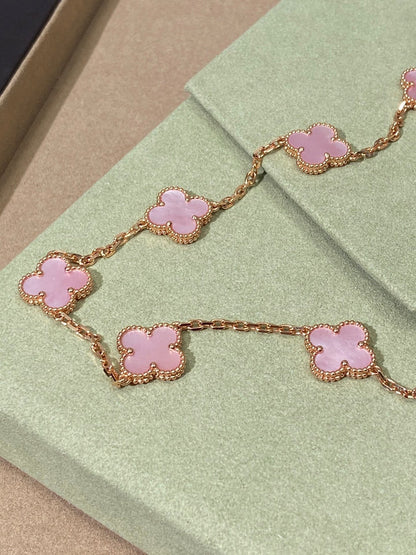 [Solara Jewelry]CLOVER 10 MOTIFS PINK NECKLACE