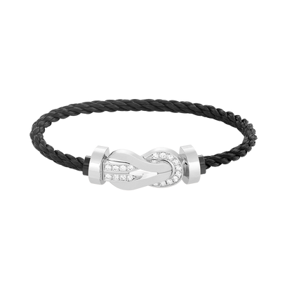 [Solara Jewelry]CHANCE LARGE 8 FIGURE BUCKLE HALF DIAMOND BRACELET SILVER