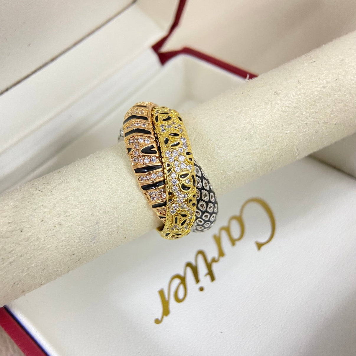 [Solara jewelry]Tri Tone Pave Band Ring