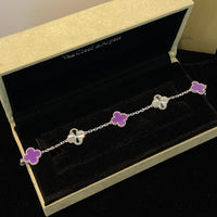 [Solara Jewelry]CLOVER  5 MOTIFS  PURPLE VIOLET BRACELET SILVER