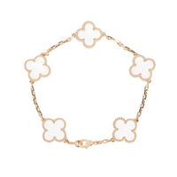 [Solara Jewelry]CLOVER 5 MOTIF ROCK CRYSTAL PINK GOLD BRACELET