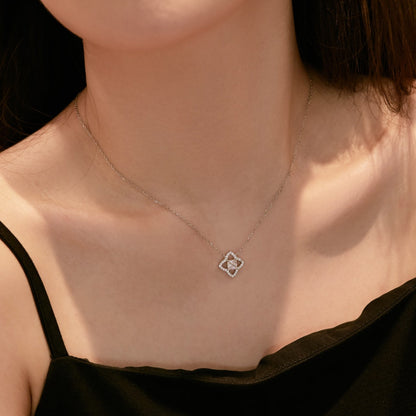 [Solara Jewelry]Exquisite Flower Shape Princess Cut Necklace