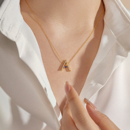 [Solara Jewelry]Sparkling "A" Shape Necklace