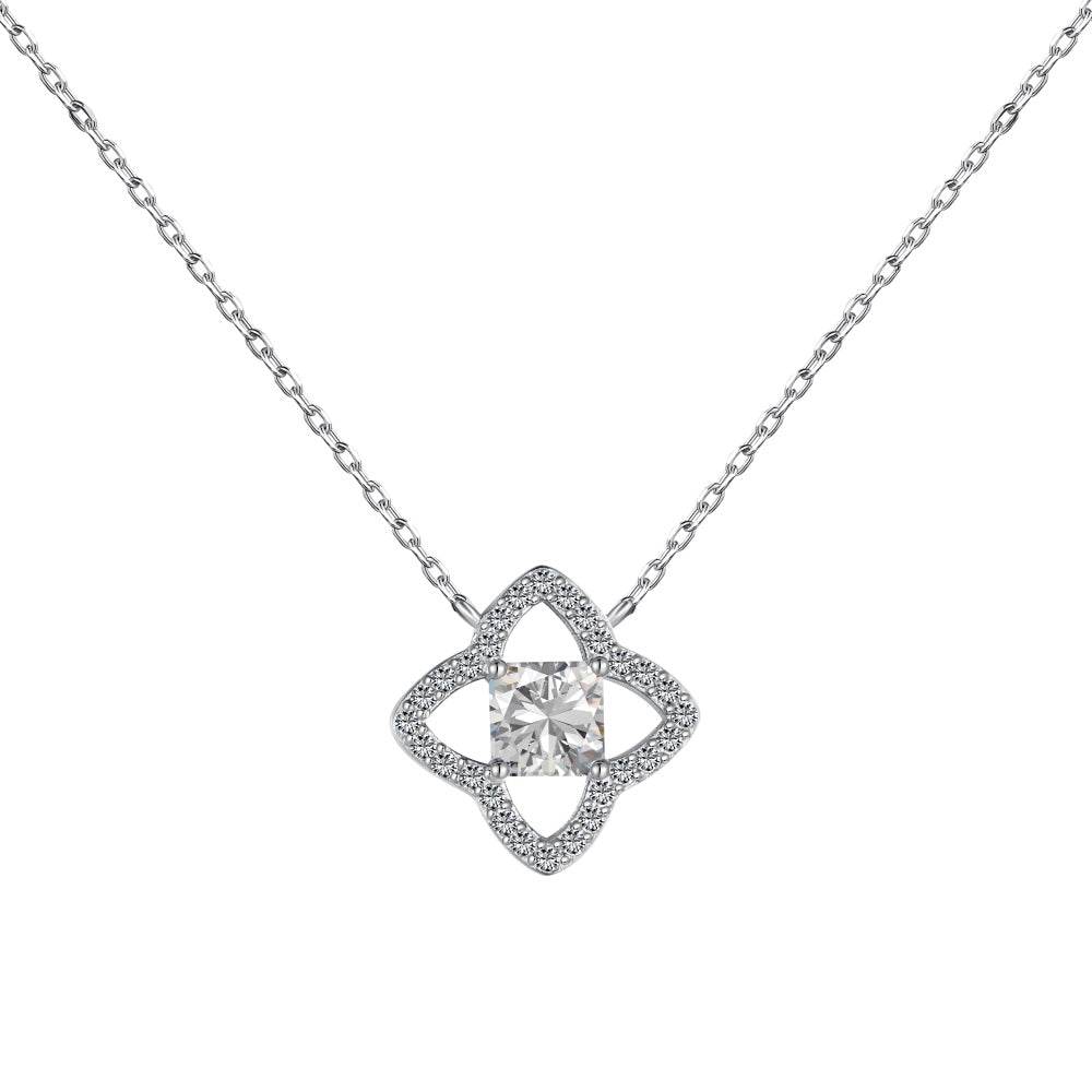 [Solara Jewelry]Exquisite Flower Shape Princess Cut Necklace