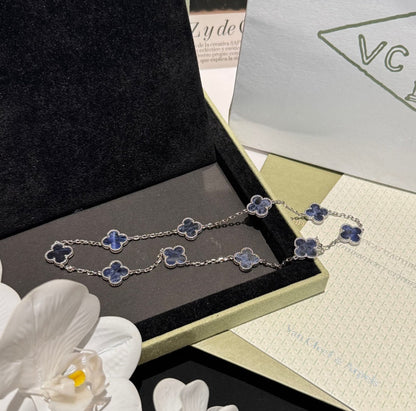 [Solara Jewelry]CLOVER 10 MOTIFS BIDE STONE NECKLACE