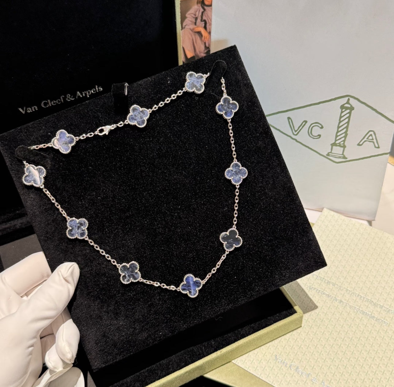 [Solara Jewelry]CLOVER 10 MOTIFS BIDE STONE NECKLACE