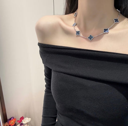 [Solara Jewelry]CLOVER 10 MOTIFS BIDE STONE NECKLACE