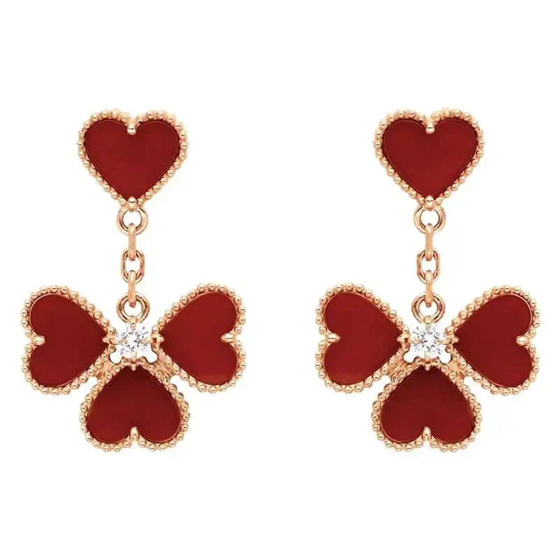 [Solara Jewelry]SWEET CLOVER CARNELIAN EARRINGS