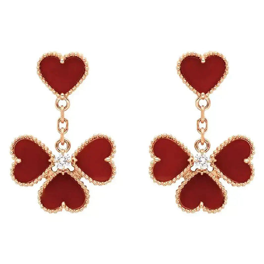 [Solara Jewelry]SWEET CLOVER CARNELIAN EARRINGS