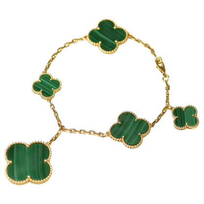 [Solara Jewelry]MAGIC CLOVER MALACHITE GOLD BRACELET 5 MOTIFS
