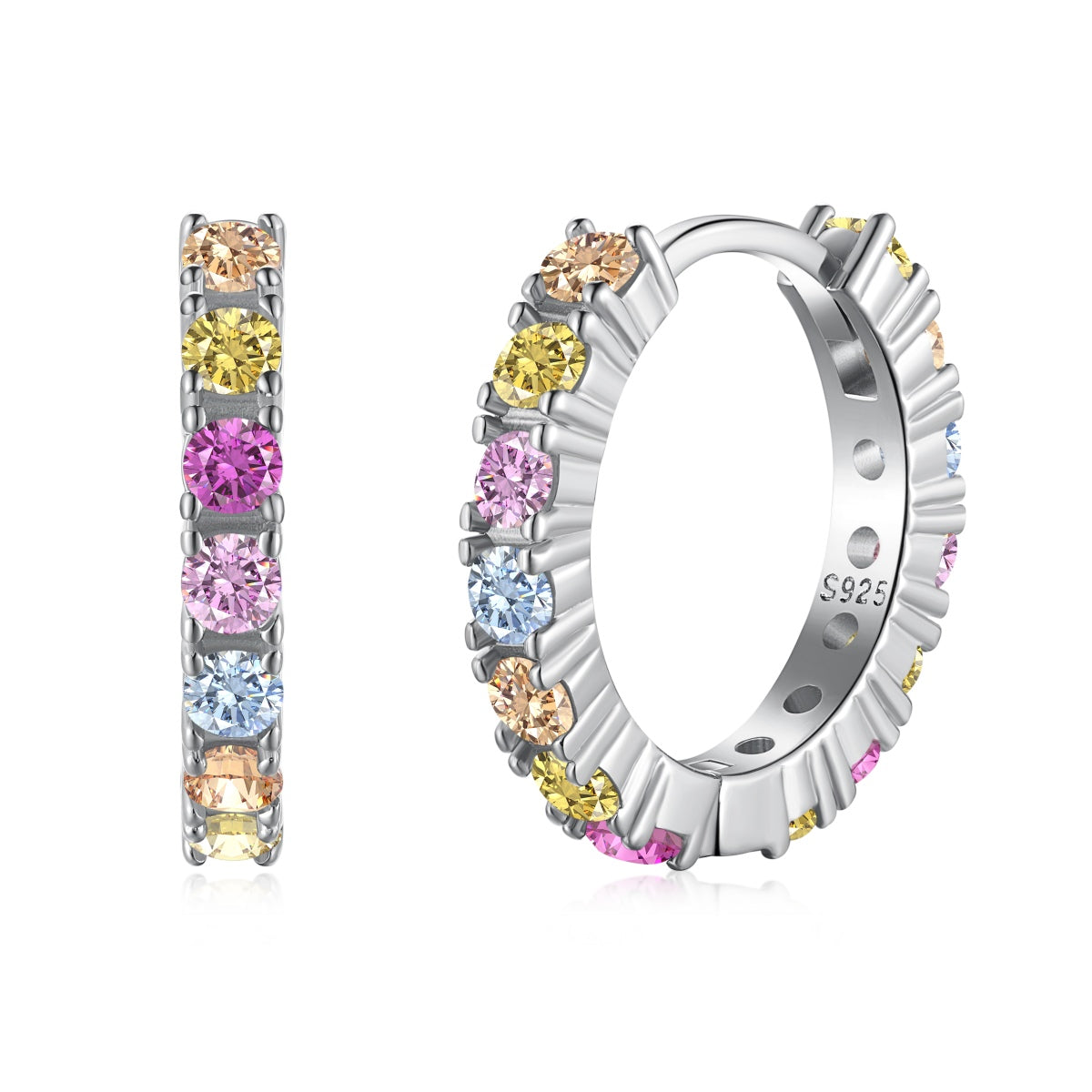 [Solara Jewelry]Radiant Colorful Round Cut Earrings