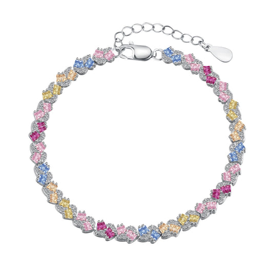 [Solara Jewelry]Ornate Colorful Flower Shape Party Bracelet