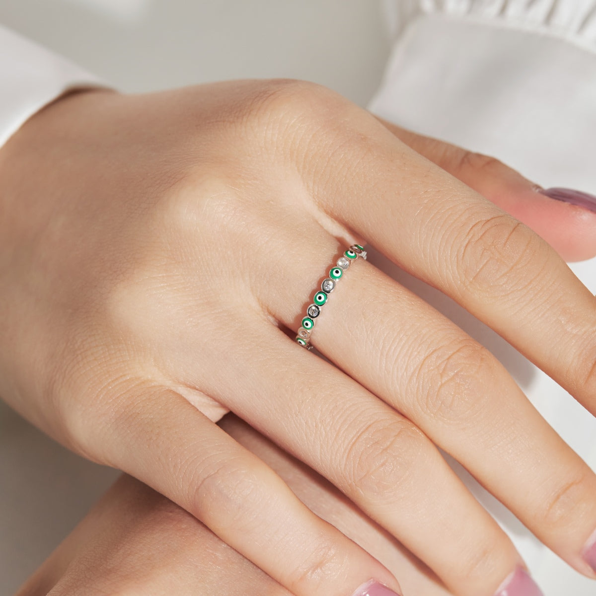 [Solara Jewelry]Sparkling Vibrant Round Shape Daily Ring