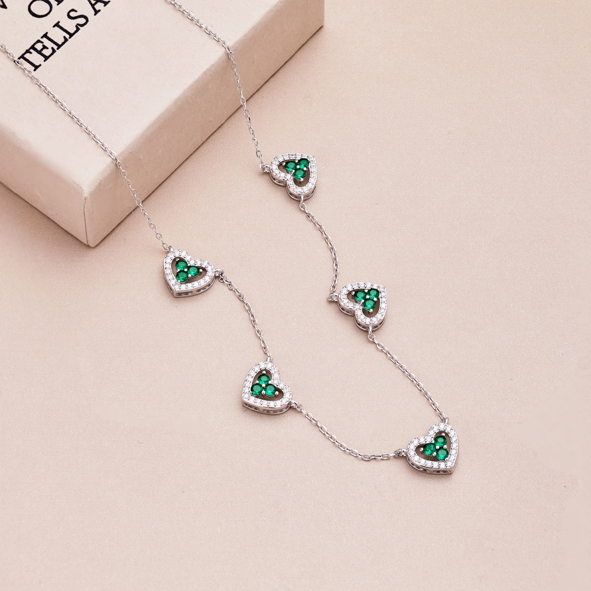 [Solara Jewelry]Sparkling Five Heart Necklace