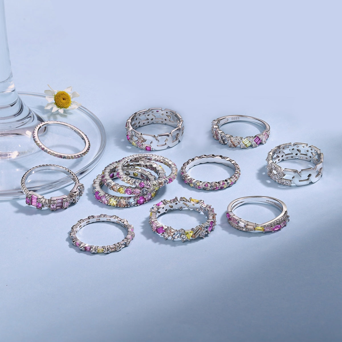 [Solara Jewelry]Radiant Sparkling Round Cut Daily Ring