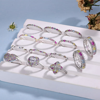 [Solara Jewelry]Radiant Sparkling Round Cut Daily Ring