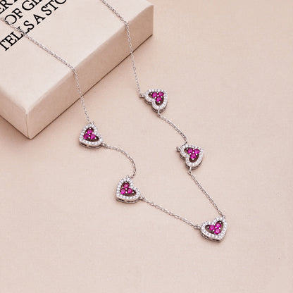 [Solara Jewelry]Sparkling Five Heart Necklace