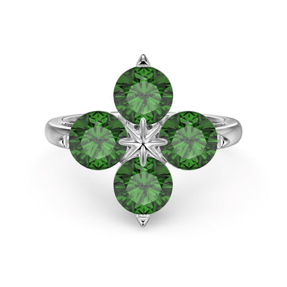 [Solara Jewelry]Four-Leaf Clover Eight-Pointed Star Ring