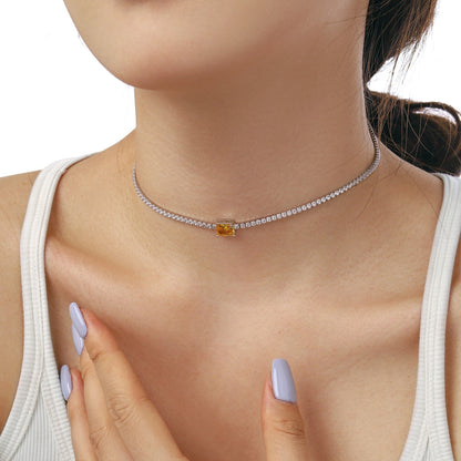 [Solara Jewelry]2.0 carat Ornate Emerald Cut Necklace