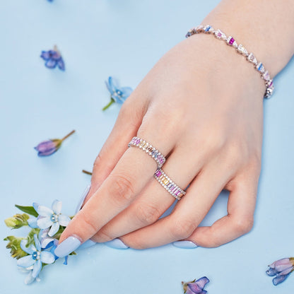 [Solara Jewelry]Dainty Kaleidoscopic Emerald Cut Daily Ring