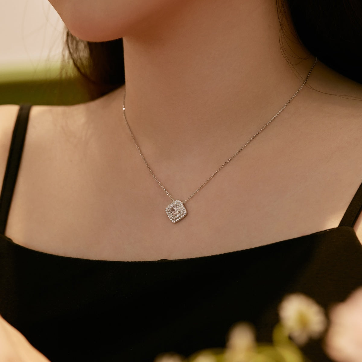 [Solara Jewelry]Sparkling Asscher Cut Necklace