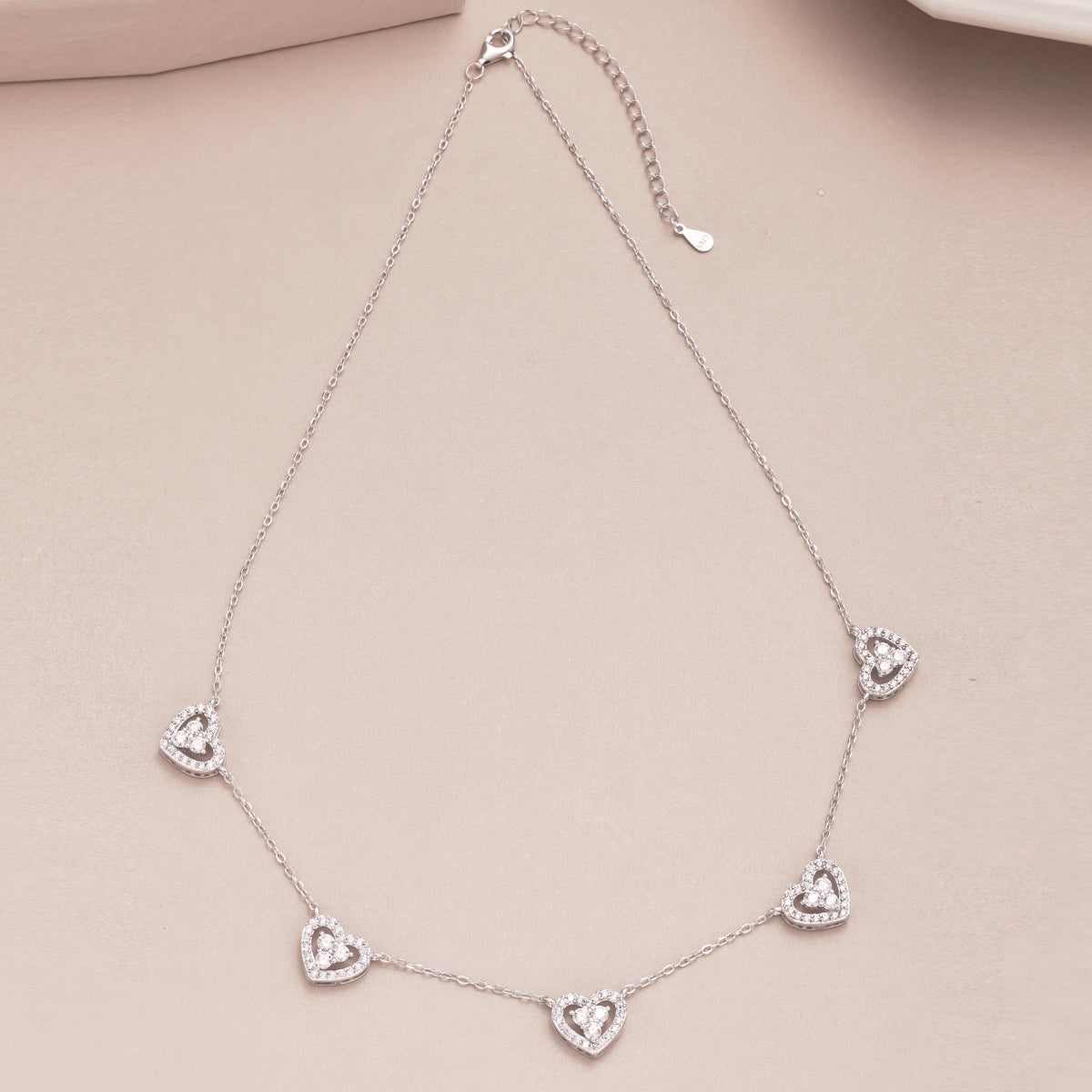 [Solara Jewelry]Sparkling Five Heart Necklace