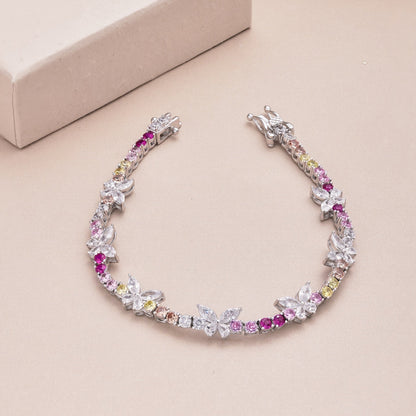 [Solara Jewelry]Ornate Colorful Butterfly Shape Round Cut Daily Bracelet