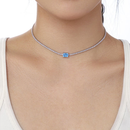 [Solara Jewelry]2.0 carat Ornate Emerald Cut Necklace