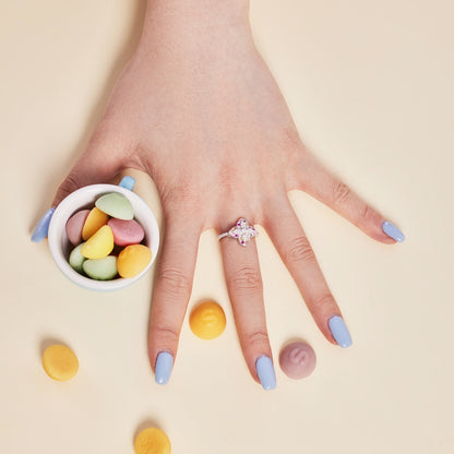 [Solara Jewelry]Luxurious Colorful Flower Shape Banquet Ring