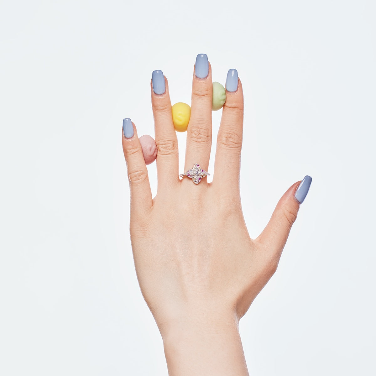 [Solara Jewelry]Luxurious Colorful Flower Shape Banquet Ring