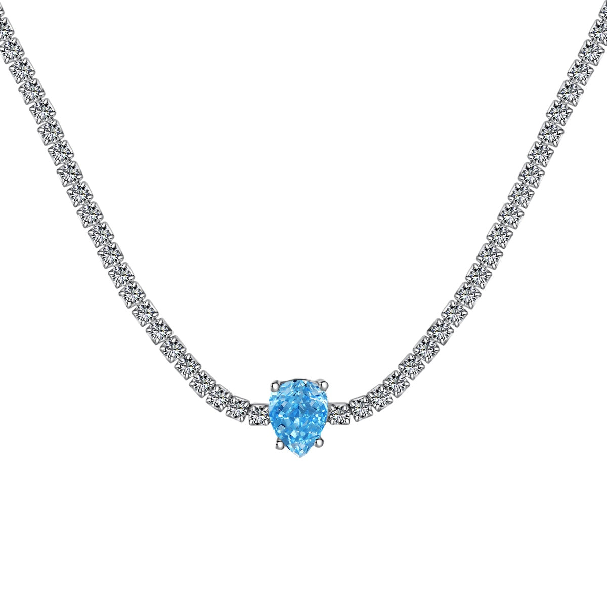 [Solara Jewelry]1.0 carat Unique Pear Cut Tennis Necklace