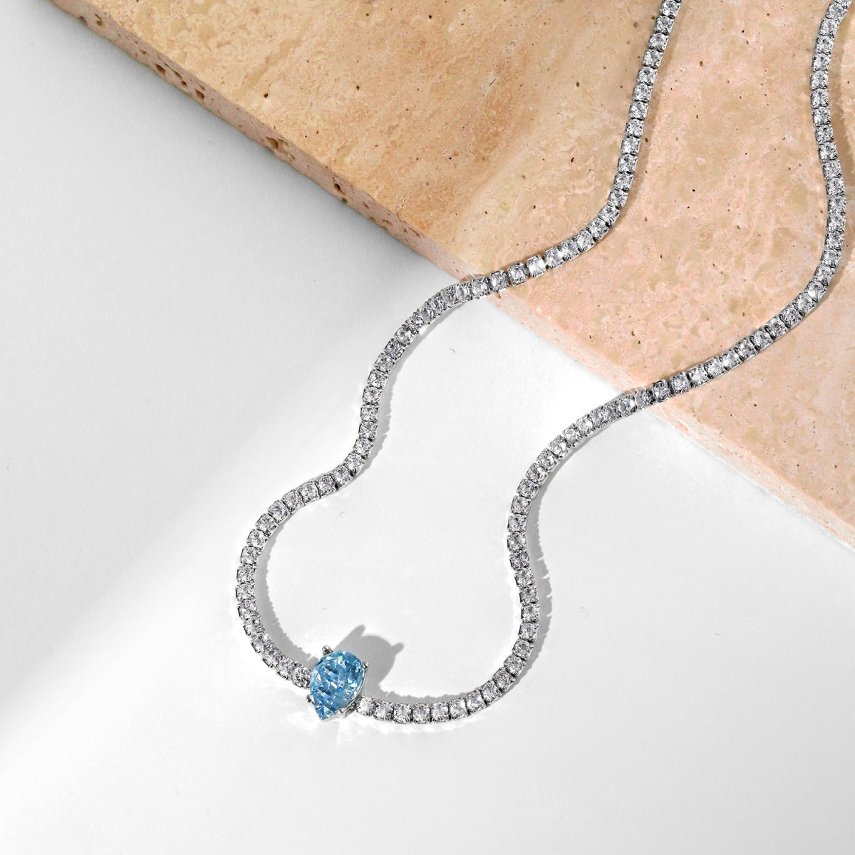 [Solara Jewelry]1.0 carat Unique Pear Cut Tennis Necklace
