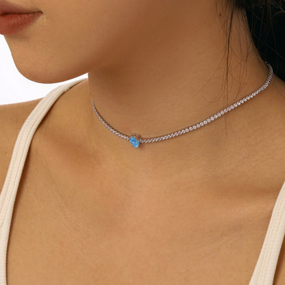 [Solara Jewelry]1.0 carat Unique Pear Cut Tennis Necklace