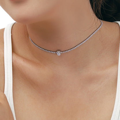 [Solara Jewelry]1.0 carat Unique Pear Cut Tennis Necklace