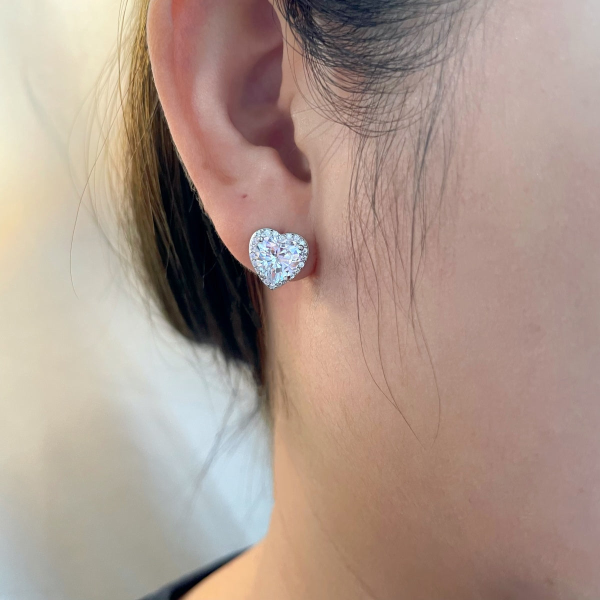 [Solara Jewelry]Sparkling Heart Shape Lover Earrings