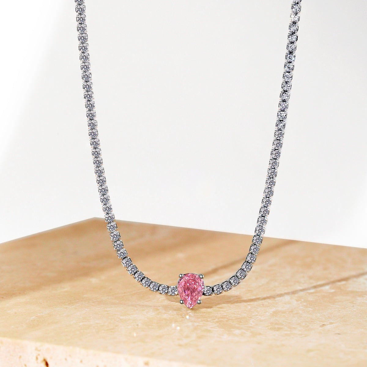 [Solara Jewelry]1.0 carat Unique Pear Cut Tennis Necklace
