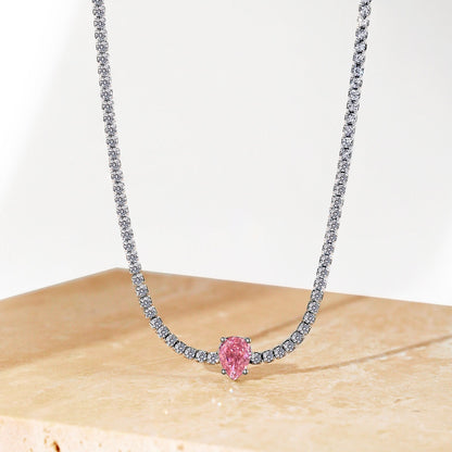 [Solara Jewelry]1.0 carat Unique Pear Cut Tennis Necklace