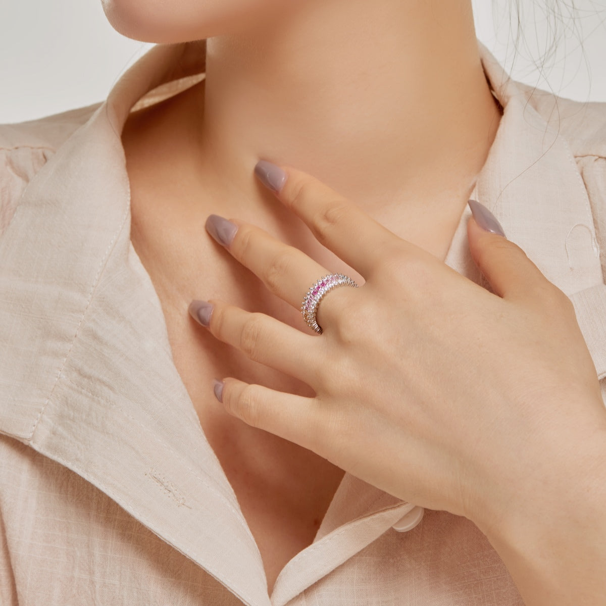 [Solara Jewelry]Ornate Colorful Radiant Cut Daily Ring