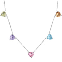 [Solara Jewelry]Sparkling Colorful Heart Cut Necklace