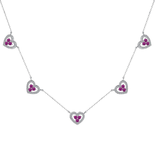 [Solara Jewelry]Sparkling Five Heart Necklace