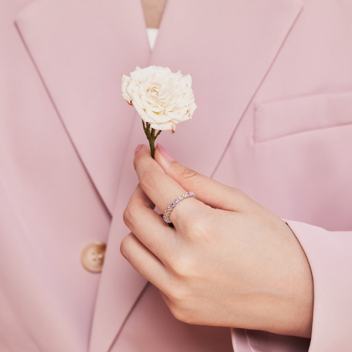 [Solara Jewelry]Unique Scintillating Round Cut Daily Ring