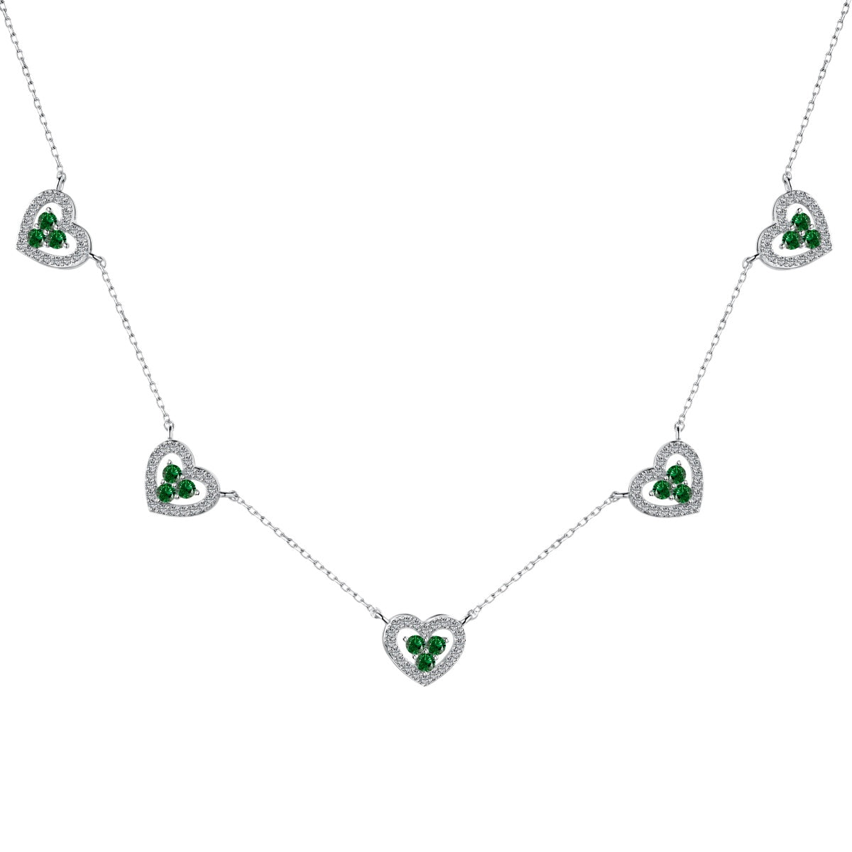 [Solara Jewelry]Sparkling Five Heart Necklace