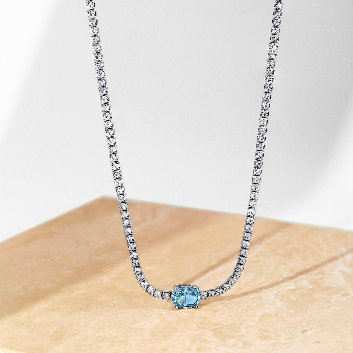 [Solara Jewelry]1.0 Carat Shining Oval Cut Necklace