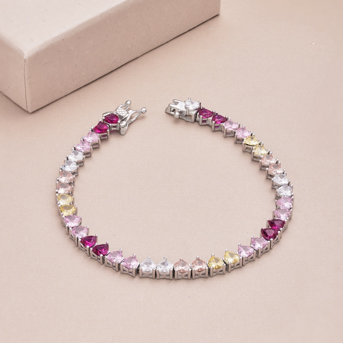 [Solara Jewelry]Luxurious Colorful Romantic Heart Shape Lover Bracelet