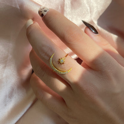 [Solara Jewelry]Eternity Moon & Star Ring