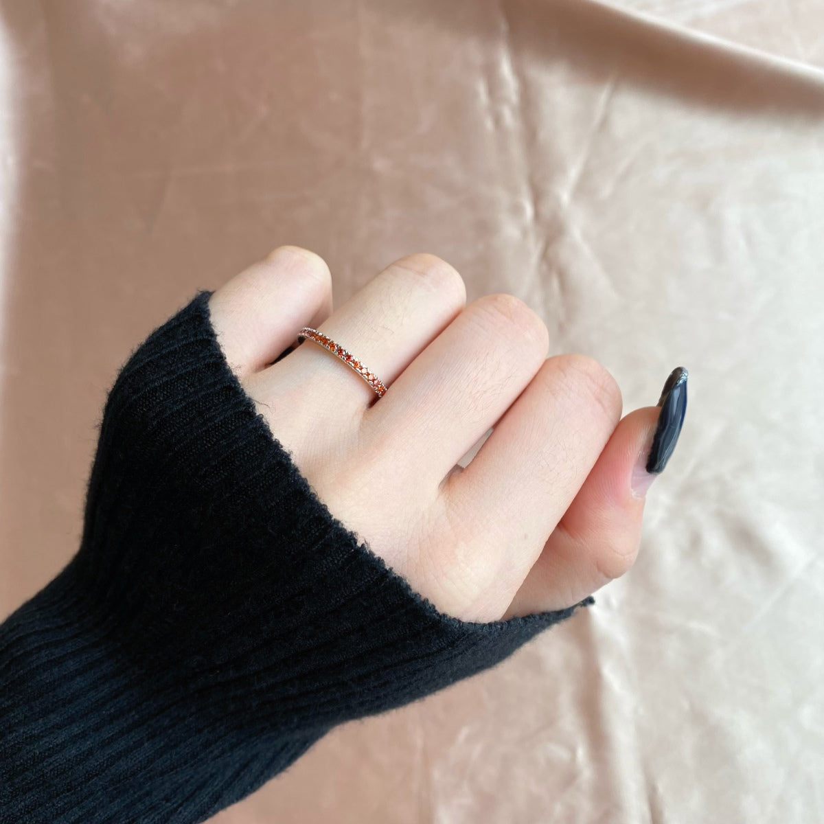 [Solara Jewelry]Delicate Sparkling Round Cut Daily Ring
