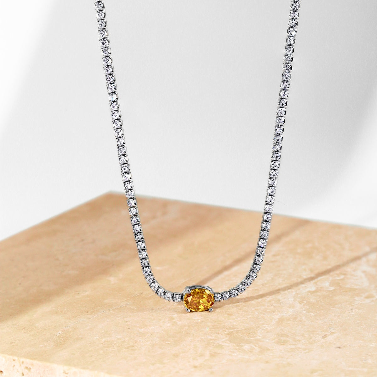 [Solara Jewelry]1.0 Carat Shining Oval Cut Necklace