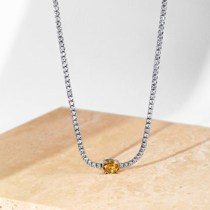 [Solara Jewelry]1.0 Carat Shining Oval Cut Necklace